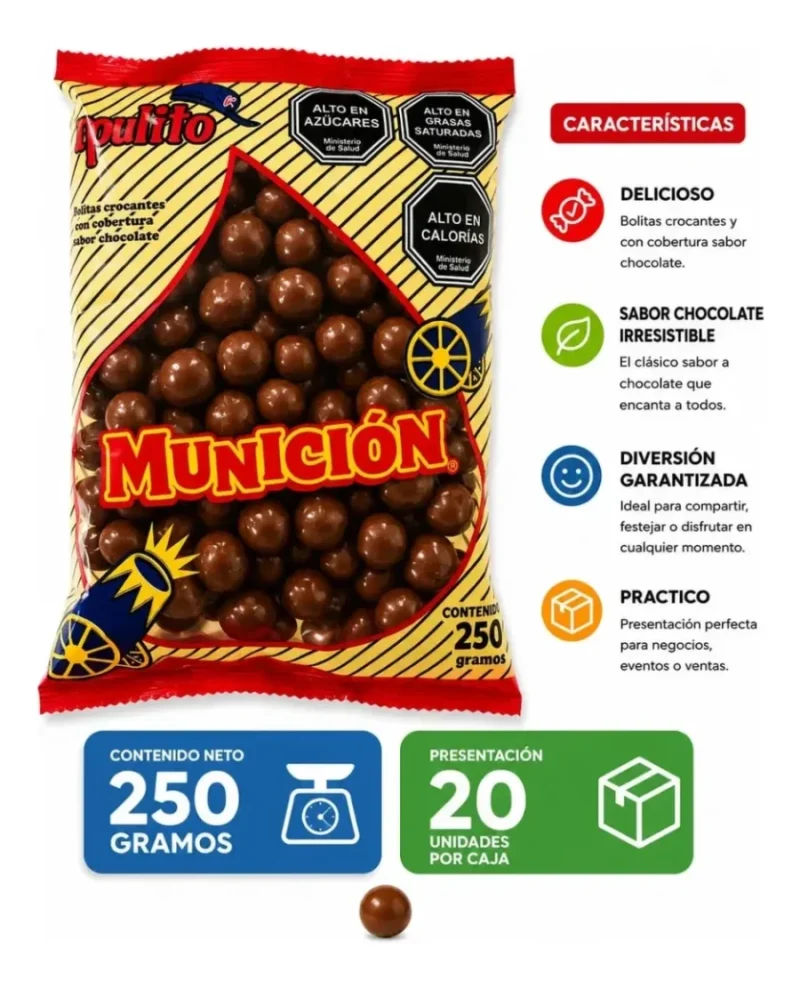 municion 2 Munición Clasica bolitas de chocolate 250 g Ex-Inco caja 20 bolsas - Imagen 1