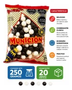 Munición Café con blanca bolitas de chocolate 250 g Ex-Inco caja 20 bolsas