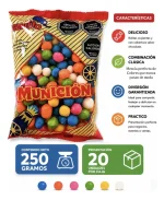 Munición Colores bolitas de chocolate 250 g Ex-Inco caja 20 bolsas